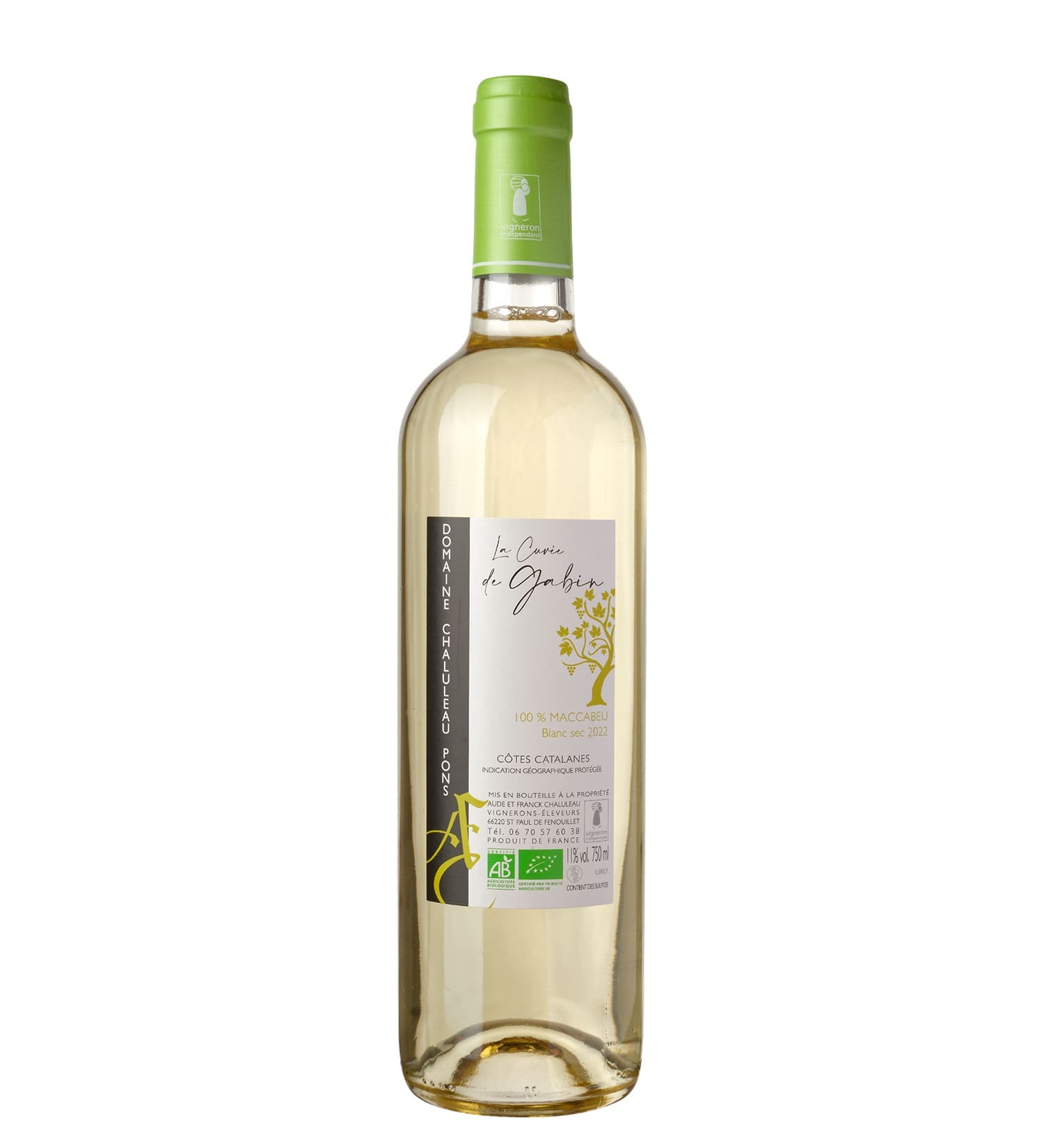 IGP Côtes Catalanes Blanc 100% Macabeu « Cuvée de Gabin » - Domaine Chaluleau Pons